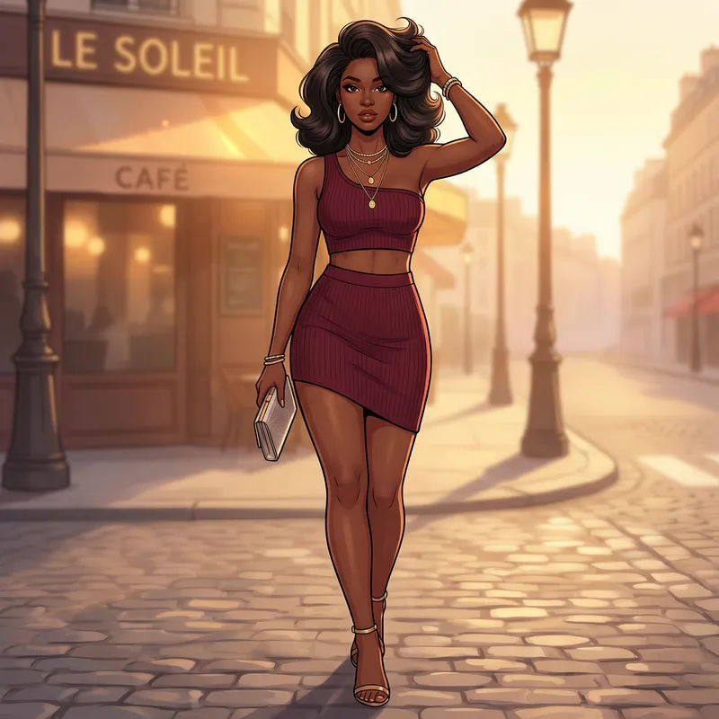 Stylish Digital Illustration of Confident Black Woman Stylish Digital Illustration of Confident Black Woman