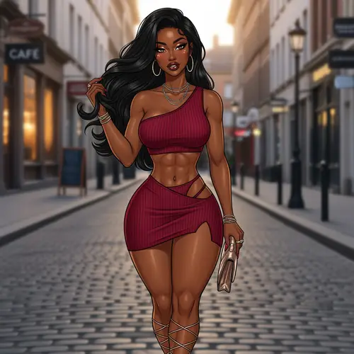 Stylish Digital Illustration of Confident Black Woman