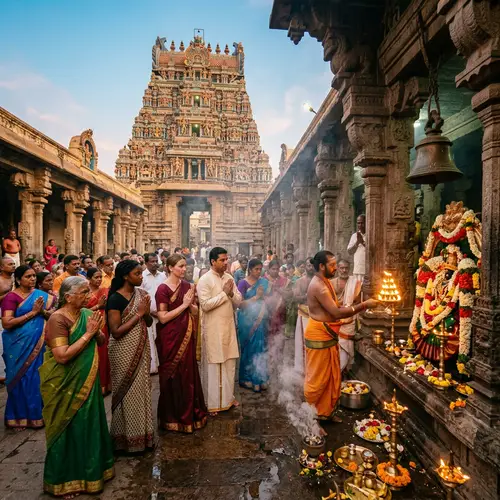 Temple Pooja India | Enchanting Scene with Sambrani Stems Smoke