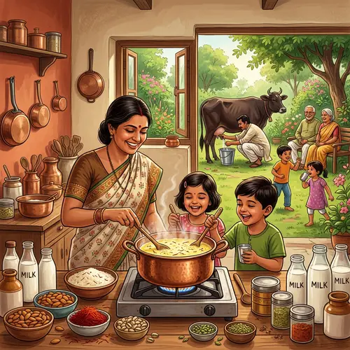 Authentic Indian Kitchen: Vibrant Colors, Playful Kids, and Traditional Ingredients