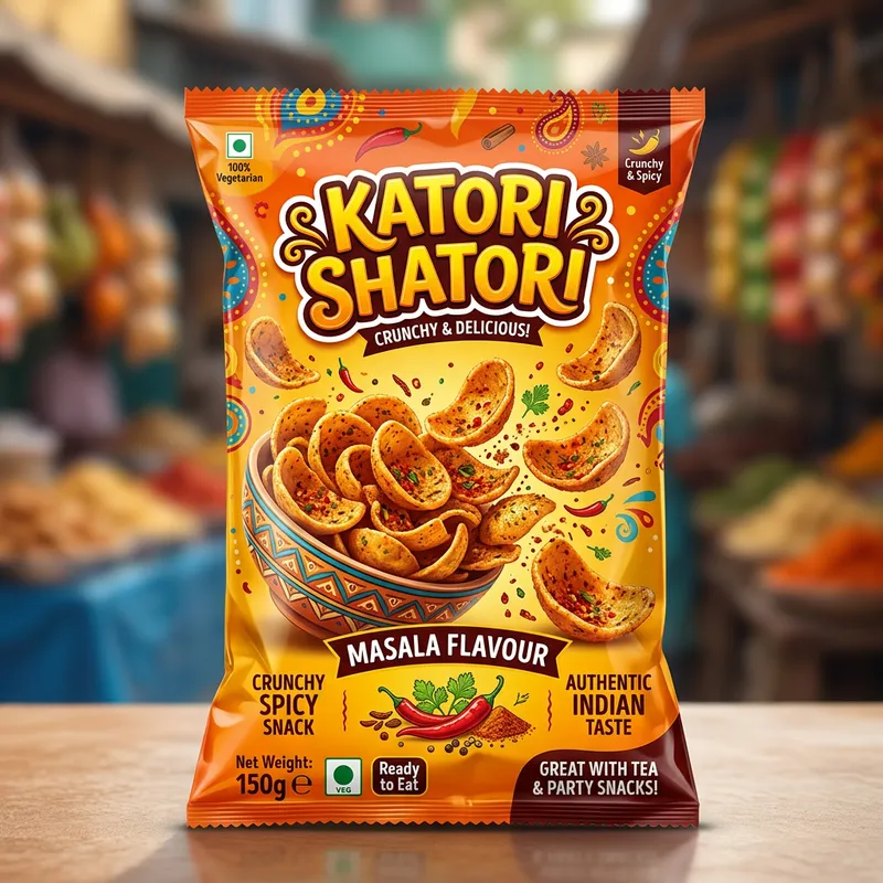 Katori Shatori Snacks: Unique Packet Design