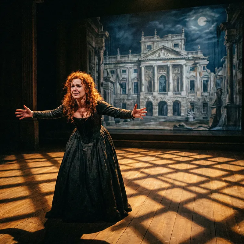 Red-Haired Actress Performing on Stage