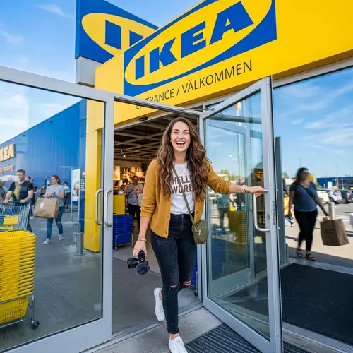 Female Vlogger Excitedly Enters Swedish Furniture Store | Shopping Adventure