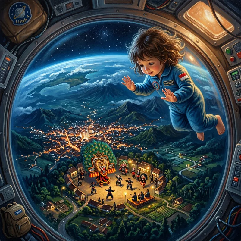 Child in Space Observes Ponorogo's Vibrant Art Child in Space Observes Ponorogo's Vibrant Art