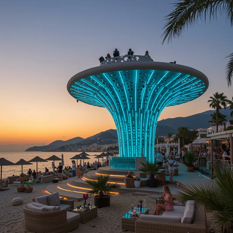 Chic Beachside DJ Booth with Tropical Lounge