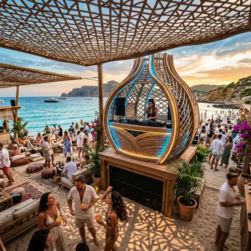 Elevated DJ Booth & Mediterranean Lounge Style