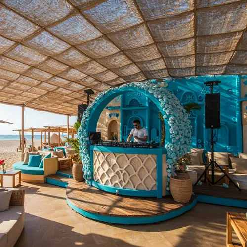 Elevated DJ Booth & Mediterranean Lounge Style