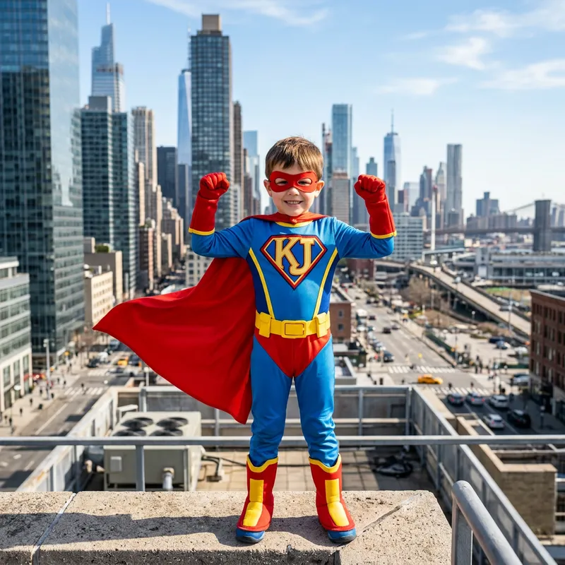 Powerful Child Superhero | Colorful Costume & Confident Smile