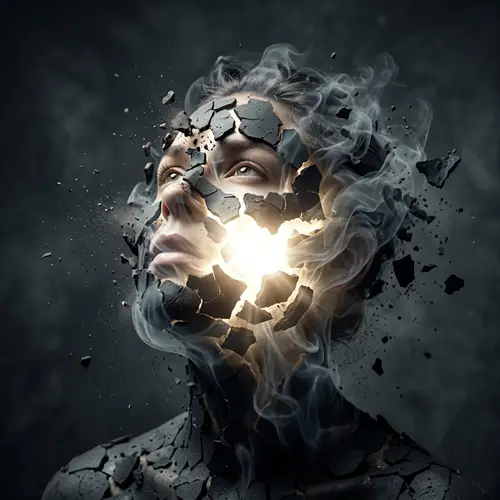 Surreal Shattering: A Human Head in Multidimensional Art