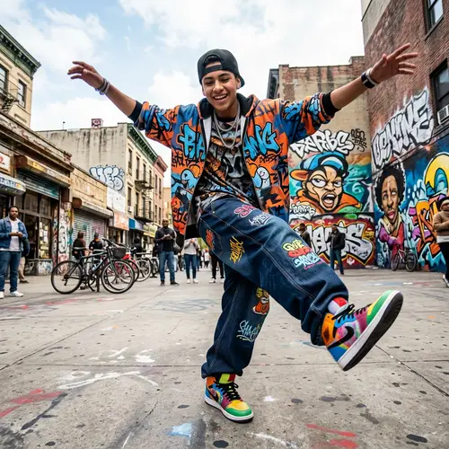 Hispanic Teenage Boy Street Dance | Youthful Street-art Fashion