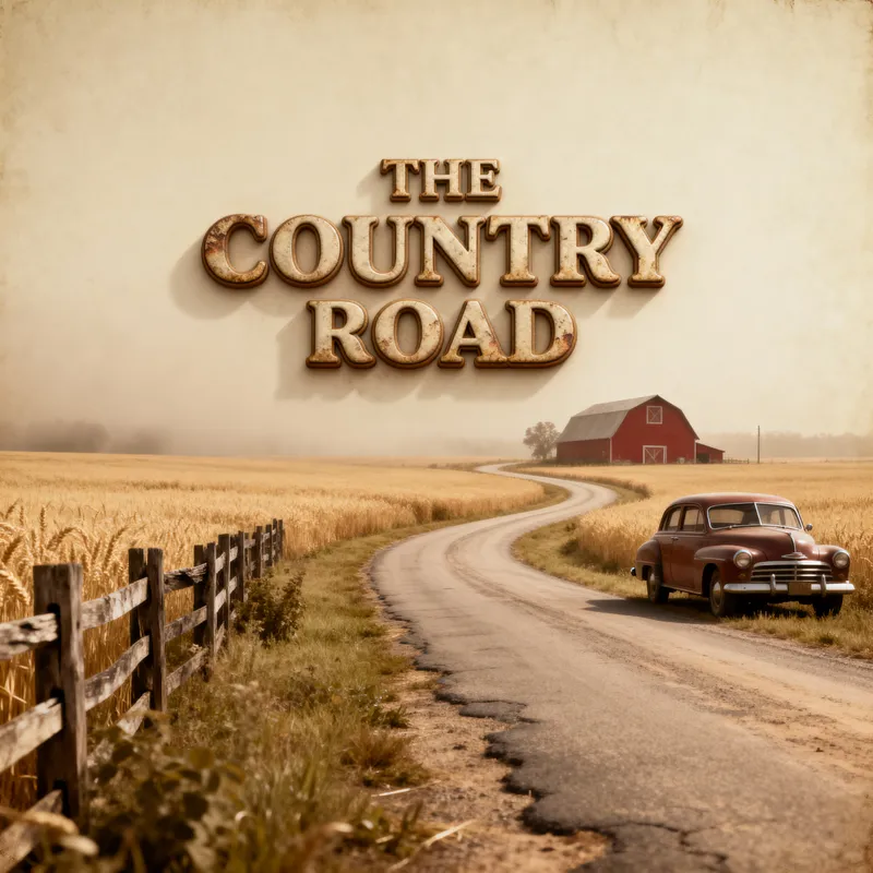Vintage Realistic Image with 3D 'THE COUNTRY ROAD'