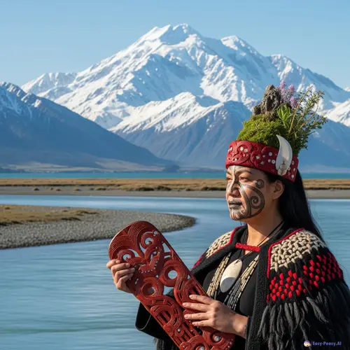 Māori Woman at Waitaki River - A Powerful Portrayal