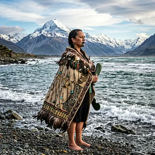 Māori Woman at Waitaki River - A Powerful Portrayal