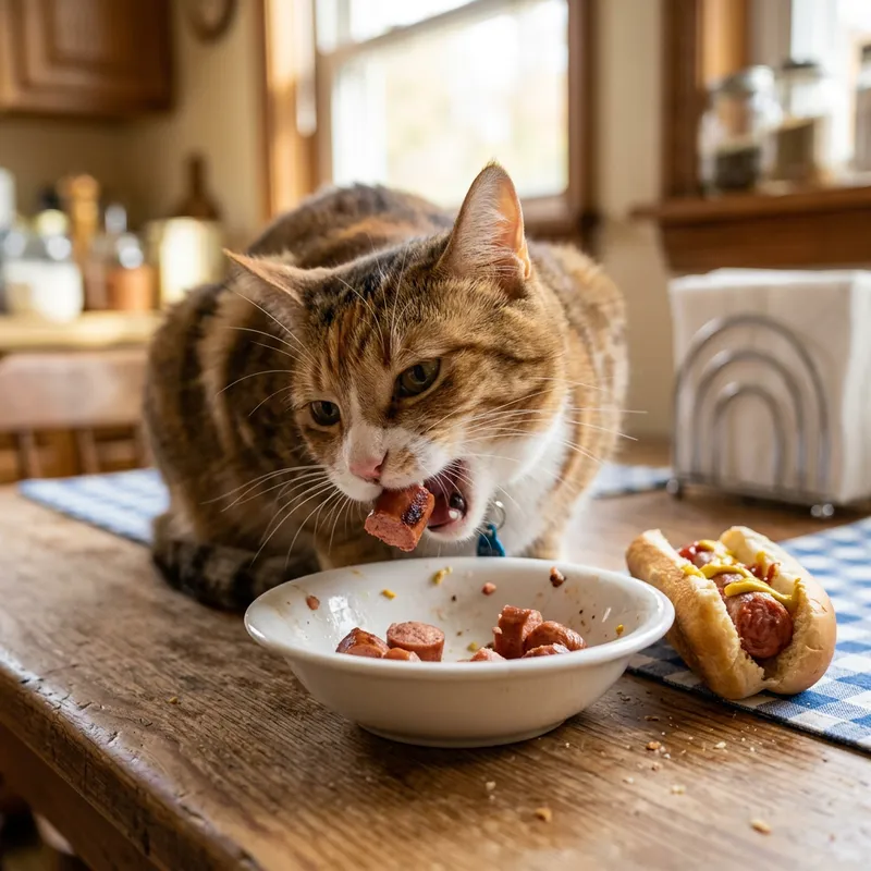 Cute Cat Enjoying Hot Dogs - Funny Animal Moment
