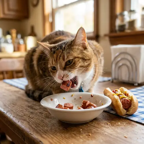 Cat Eating Hot Dogs - Funny Animal Moment