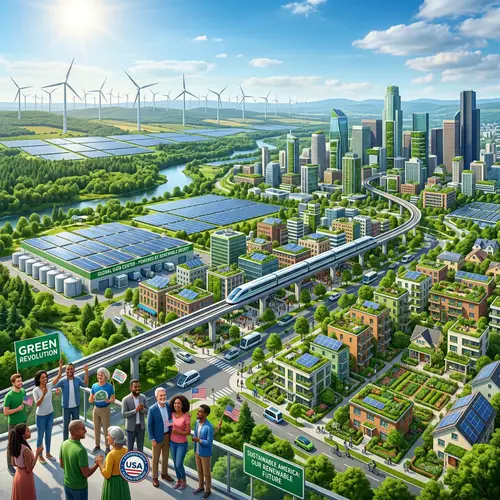 Futuristic United States Prioritizing Renewable Energy