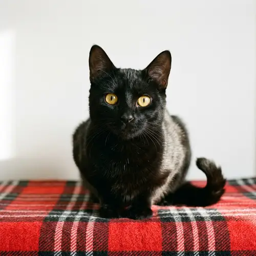 Black Short-Haired Domestic Cat | Curious Yellow-Eyed Feline
