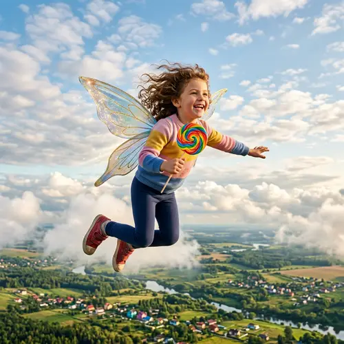 Child with Flying Lollipop