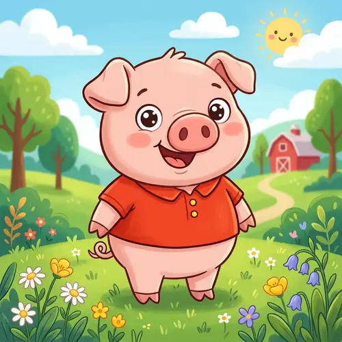 Adorable Pink Cartoon Pig | Kids' Cartoon Character