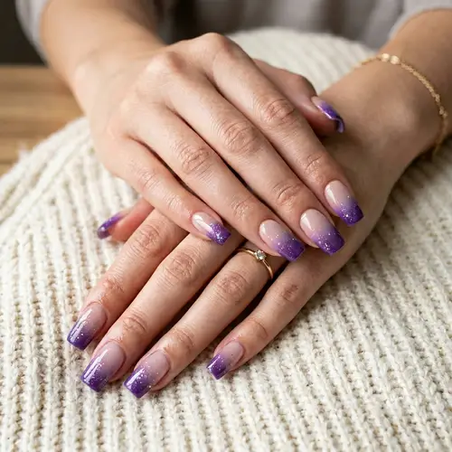 Stunning Baby Boomer Nails: Lavender to Purple Gradient
