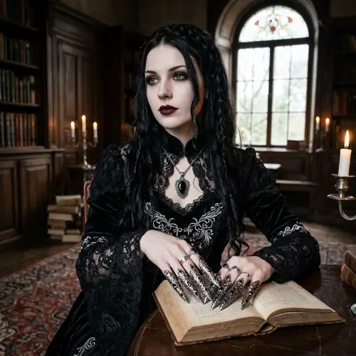 Gorgeous Gothic Woman with Long Metal Claws