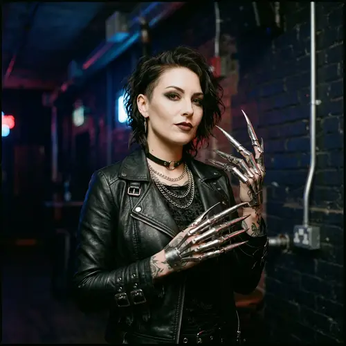Fetish Lady with Long Sharp Metal-Claws