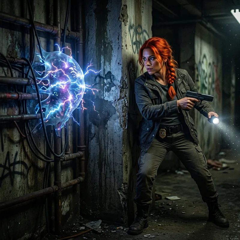 Red Haired Detective Confronts Electric Parasite