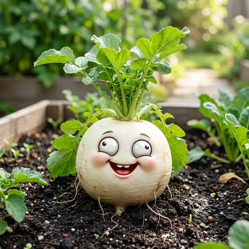Cheerful Chubby Radish with Green Sprout