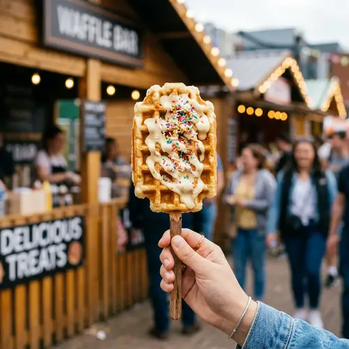 Delicious Waffle on a Stick with Cream Icing