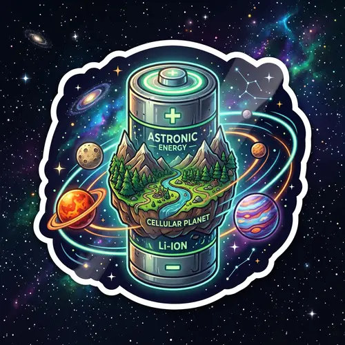 Unique Battery Planet Sticker Design
