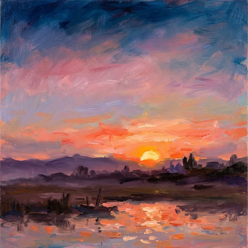 Breathtaking Sunrise in Impressionist Style Breathtaking Sunrise in Impressionist Style