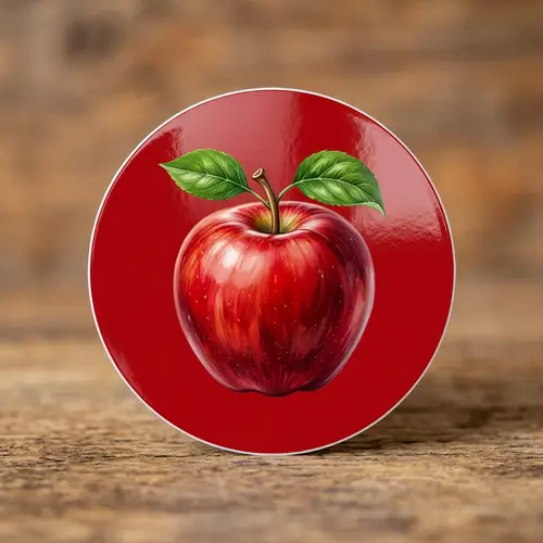 Bright Red Apple Sticker with 3D Illustration | Buy Now