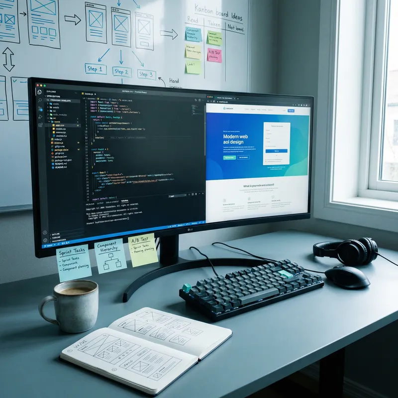 Trendy Frontend Developer Workspace Banner for LinkedIn