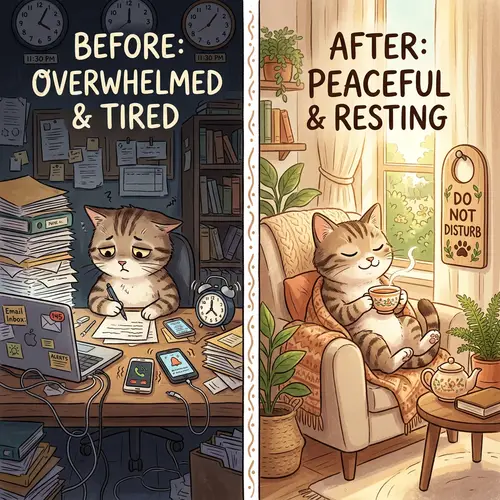Tired Cat to Relaxed Bliss: A Cozy Transformation