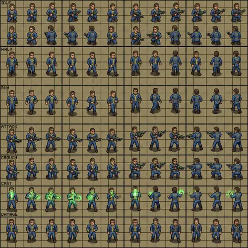 Fallout Vault Dweller Sprite Sheet for ARPGs