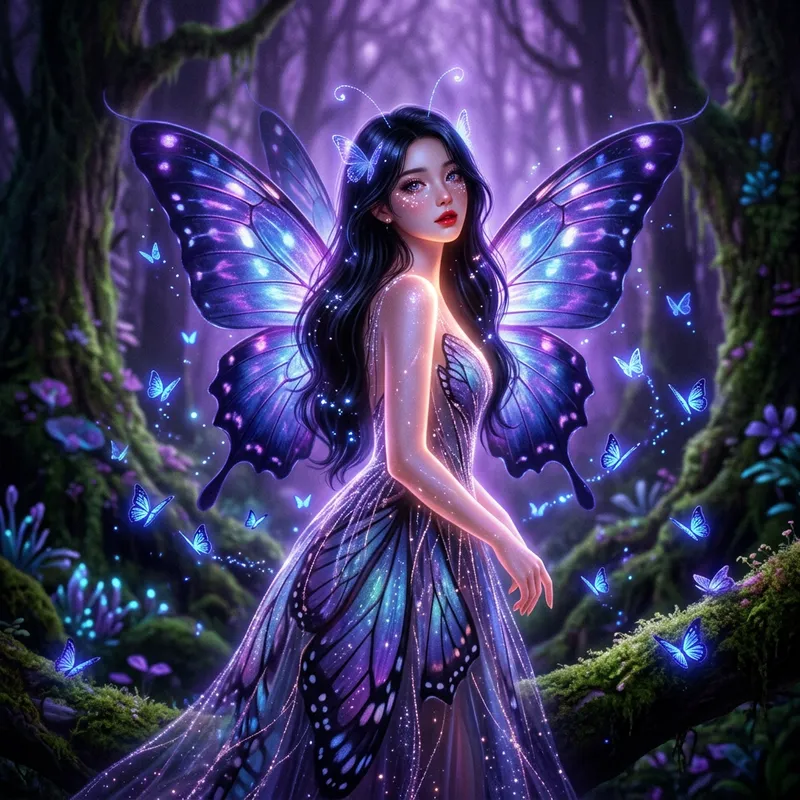 Enchanting Butterfly Fairy: Ethereal Solo Portrait in High Quality