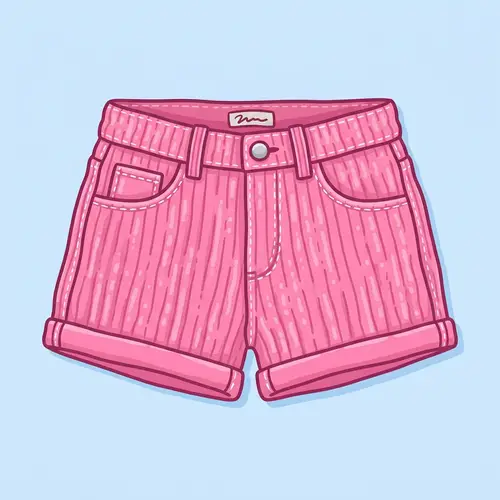 Bright Pink Corduroy Shorts | Cartoon Style