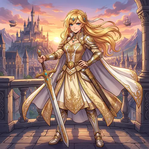 Blonde Hair Anime Character in Elegant Outfit