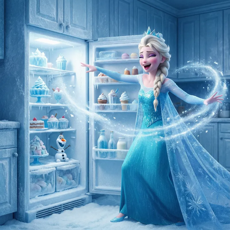 Elsa from Frozen Opens the Fridge