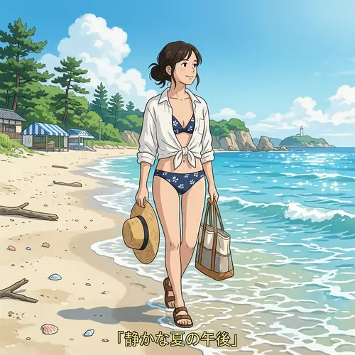 Japanese Animation Bikini Beach Scene
