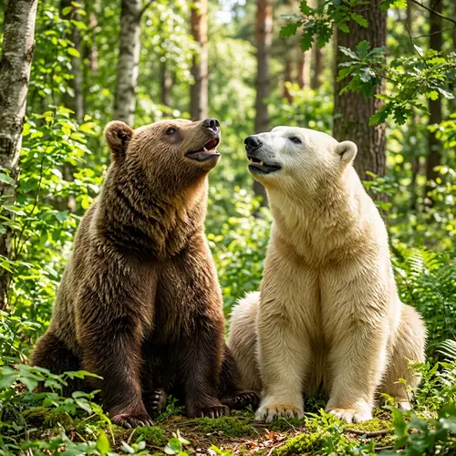 Charming Picture of Diverse Bear Friends in Woods