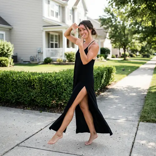 Dynamic Street Style in a Suburban Setting