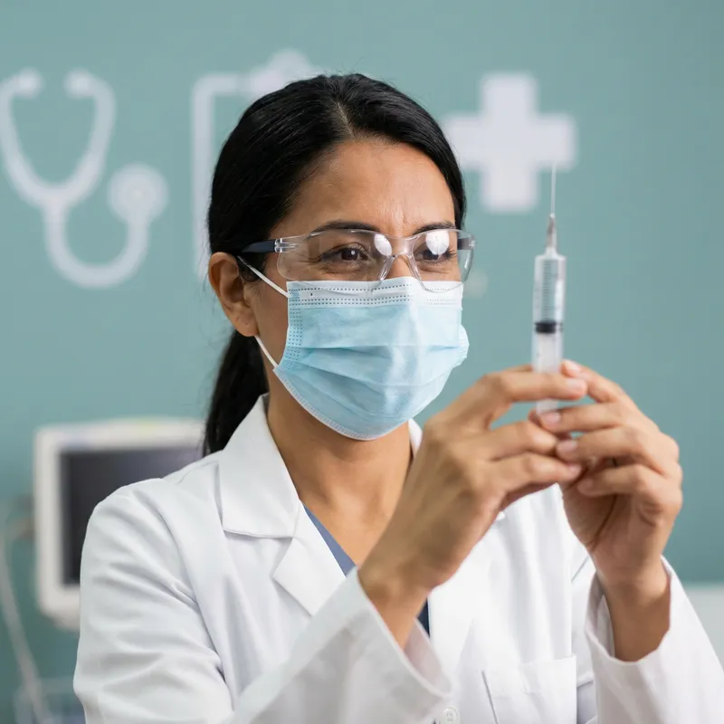 Dark-haired Female Doctor with Injection | Medical Professional