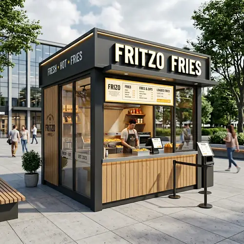 Modern FRITZO Fries Kiosk 3D Visualization
