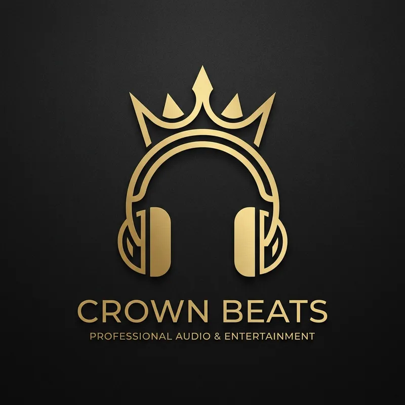 Minimalist DJ Headset with Stylized Crown | Black & Gold Fusion Minimalist DJ Headset with Stylized Crown | Black & Gold Fusion