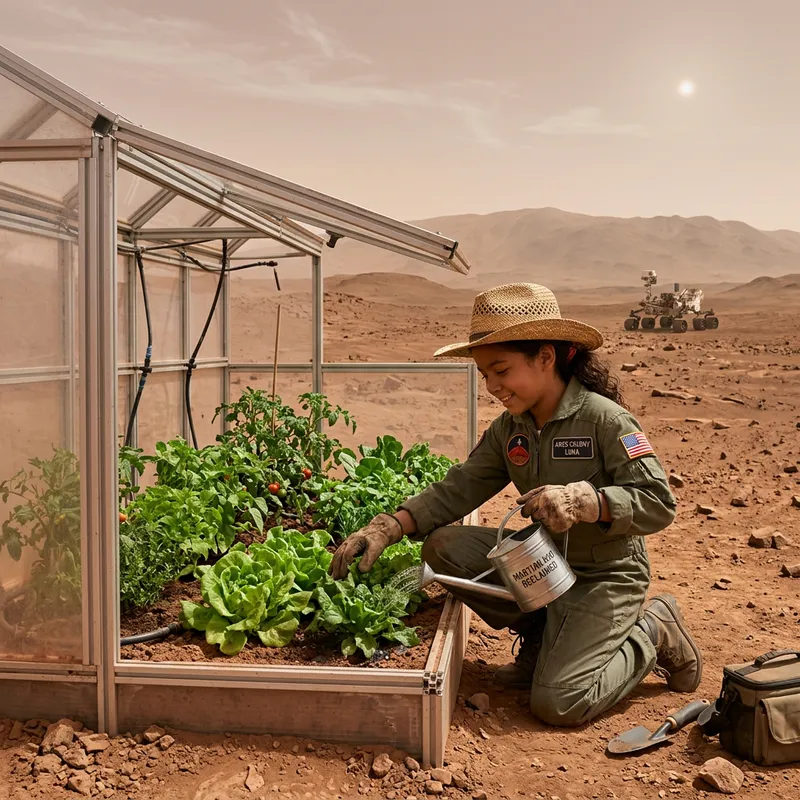 Latina Girl Gardening on Mars | Thriving Terraforming Scene