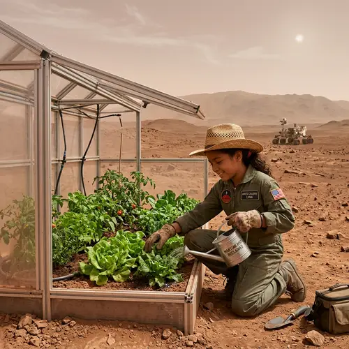 Latina Girl Gardening on Mars | Unique Terraforming Scene