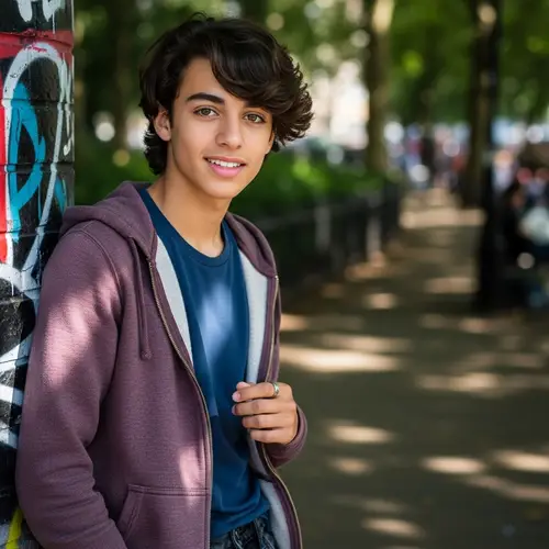 15-Year-Old Brazilian-British Boy with Wavy Hair