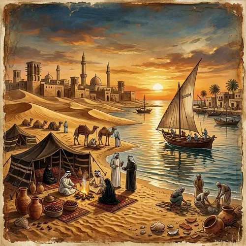 Kuwait's Desert and Sea Art Piece: Rich Heritage in a Traditional Blend