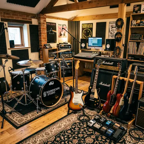 Electric Guitars & Drums Music Studio
